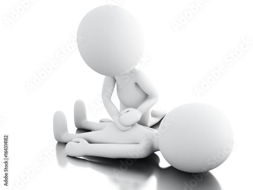 3d White people providing first aid support