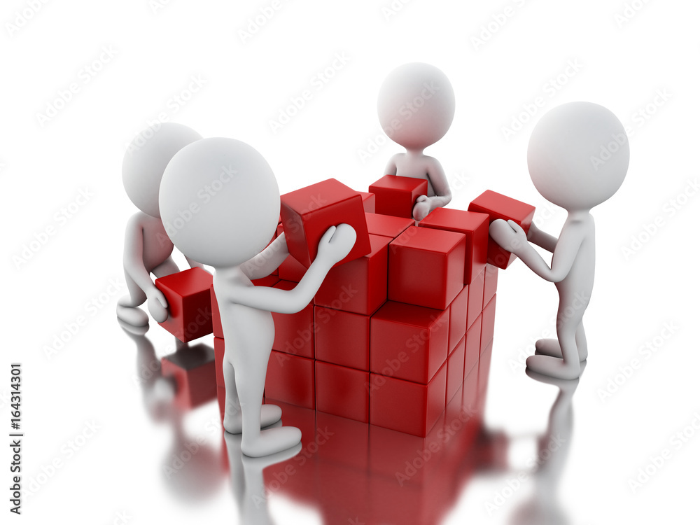 3d White people working together 3d White people working together