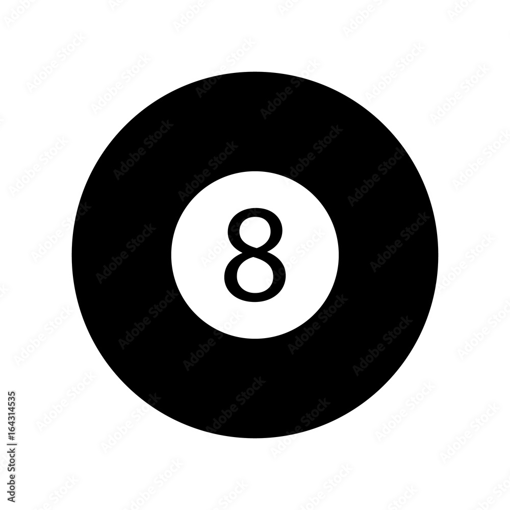 Flat Black Eight Pool - Billiard Ball Icon Vector Isolated Flat Black Eight Pool - Billiard Ball Icon Vector Isolated