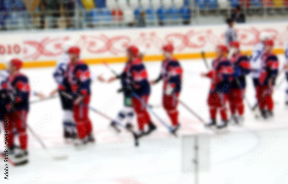 Hockey players Background blur.The photo is made out of focus Hockey players Background blur.The photo is made out of focus