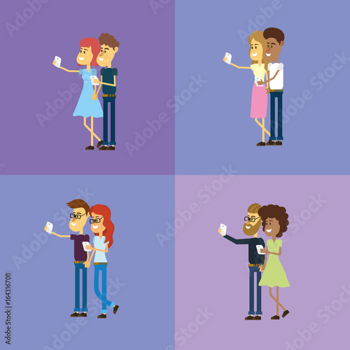 set people with smarphone social connection