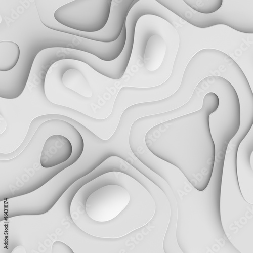 3d render, abstract white paper background, layers, flat fiber structures, holes, macro texture