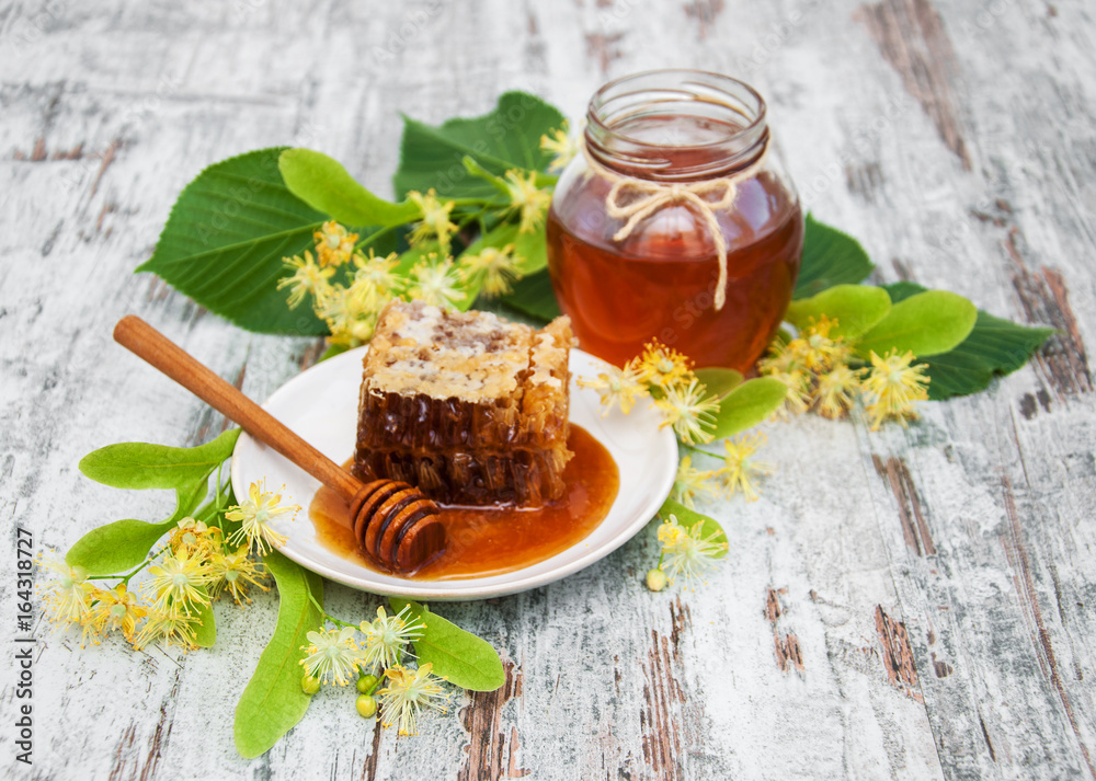 Honey and linden flowers Honey and linden flowers