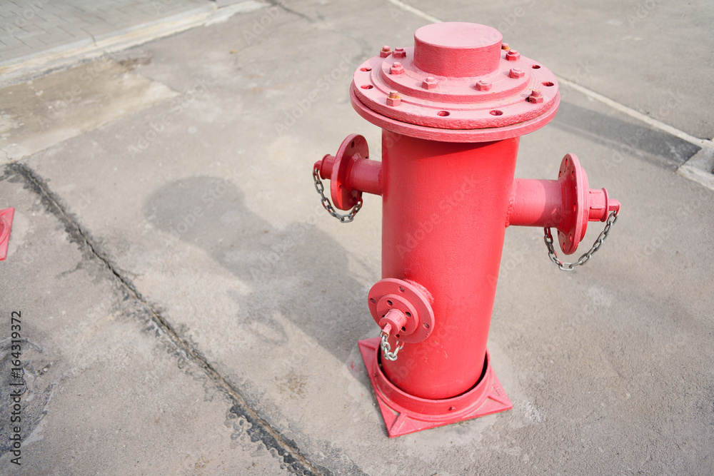 Red fire hydrant, fire safety system.