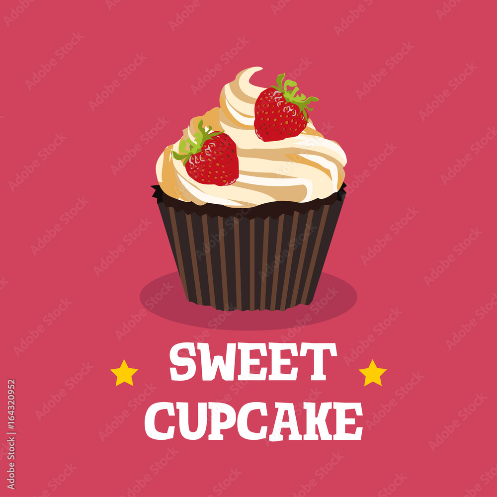 Sweet cupcake dessert isolated illustration