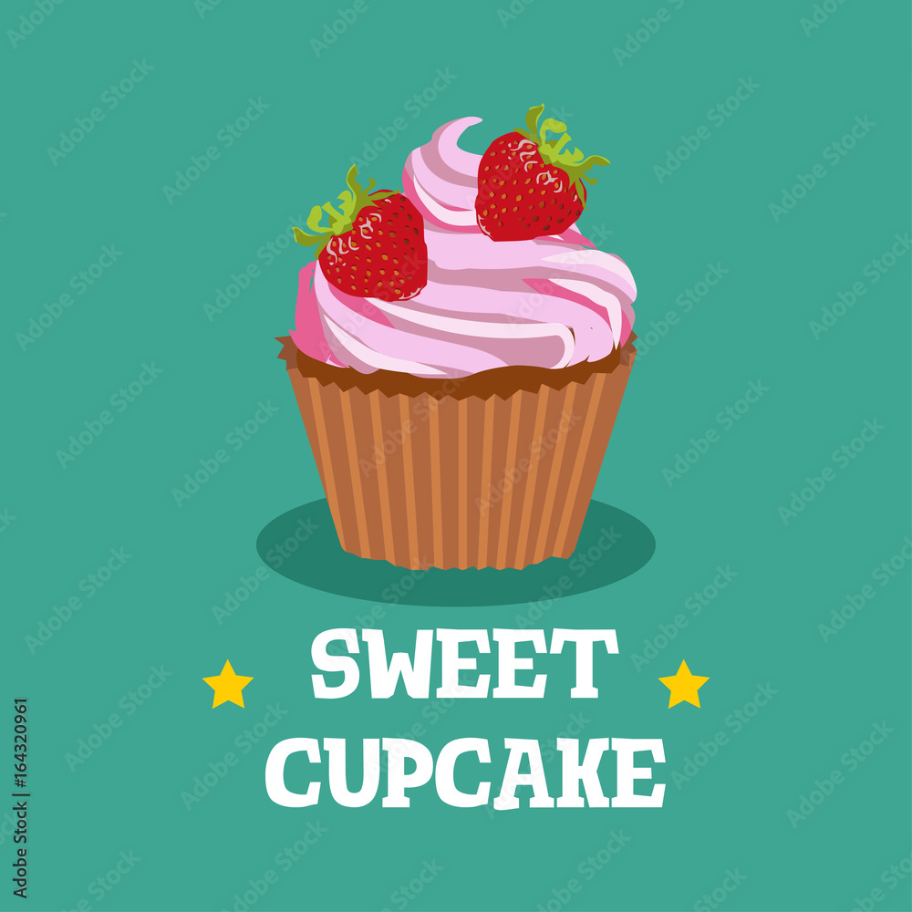 Sweet cupcake dessert isolated illustration Sweet cupcake dessert isolated illustration