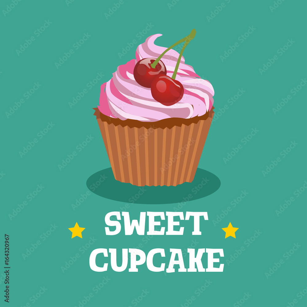 Sweet cupcake dessert isolated illustration Sweet cupcake dessert isolated illustration