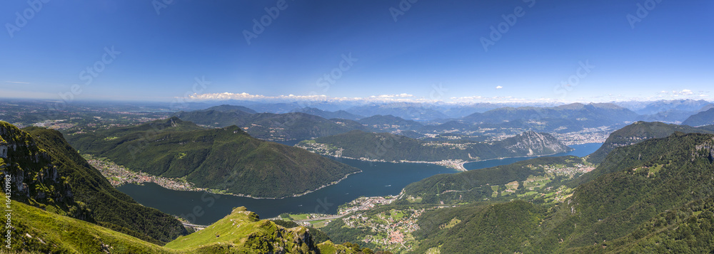 Panorama of Lake Lugano from Monte Generoso