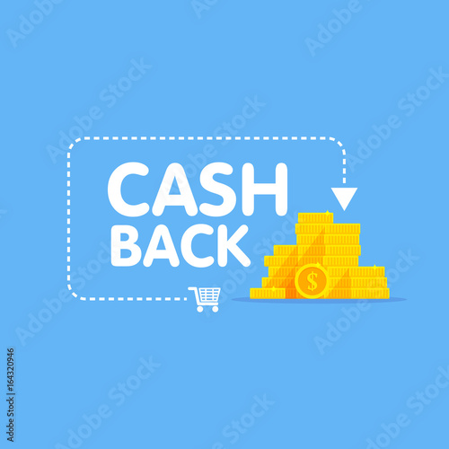 Cashback concept logo vector illustration coins and arrow