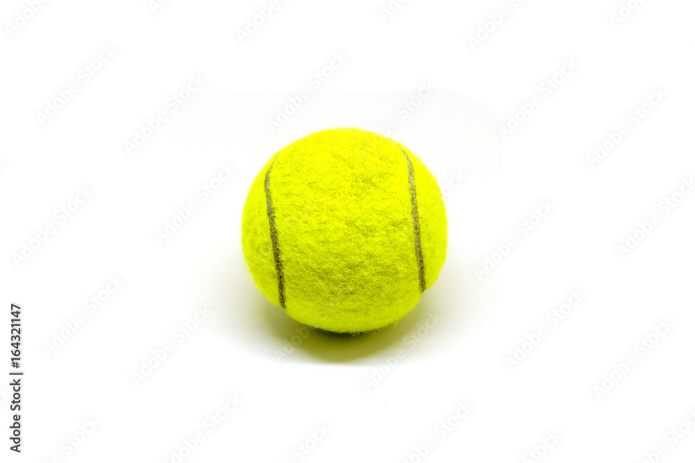 Tennis ball on white background. Tennis game equipment.