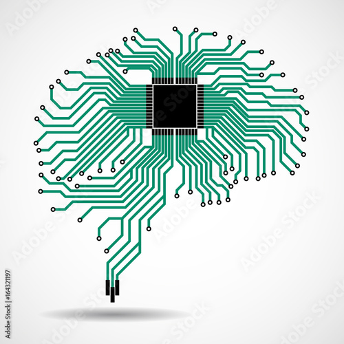 Abstract technological brain. Cpu. Circuit board. Vector illustration. Eps 10