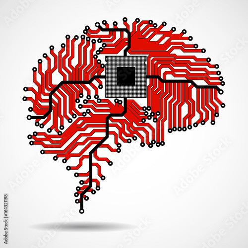 Abstract technological brain. Cpu. Circuit board. Vector illustration. Eps 10