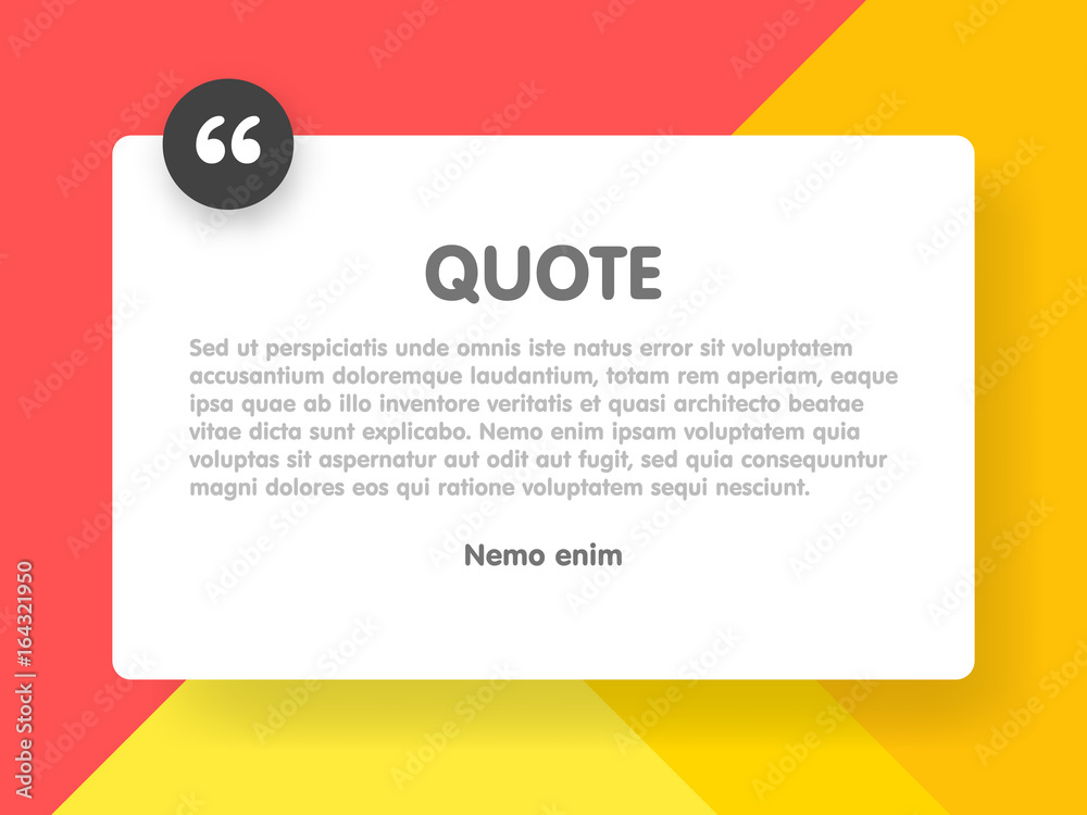Material design style background and quote rectangle with sample text ...