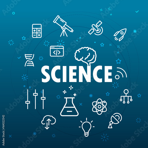 Science concept. Different thin line icons included
