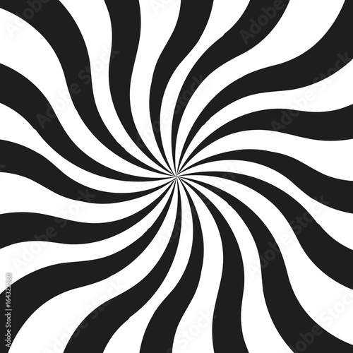 Abstract monochrome curly rays vector illustration