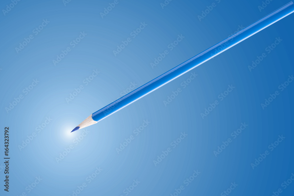 Blue pencil on a bright background