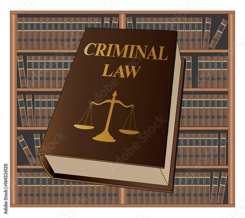 Criminal Law is an illustration of a criminal law book used by lawyers and judges. Represents legal matters and legal proceedings.