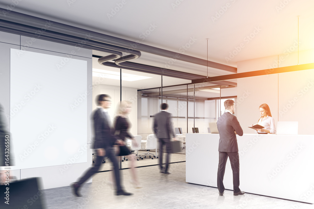 Fototapeta premium Business people near a white reception