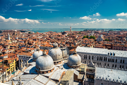 view of Venice, Doge's Palace, domes of San Marco. Venice, Italy