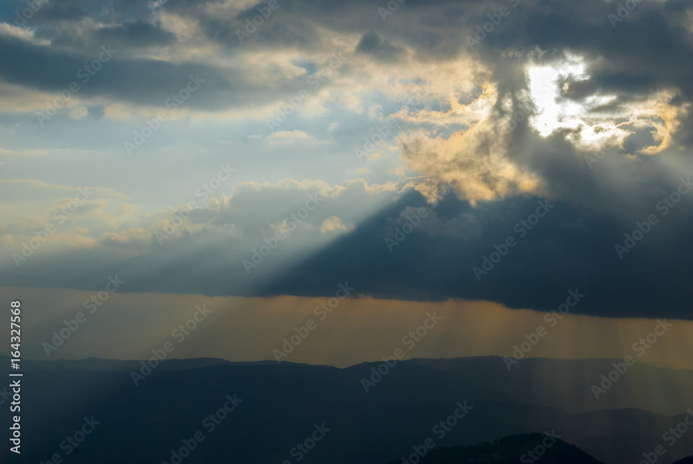Huehuetenango sunrise landscape of foggy and cloudy mountain valley Cuchumatanes. Guatemala. Huehuetenango sunrise landscape of foggy and cloudy mountain valley Cuchumatanes. Guatemala.