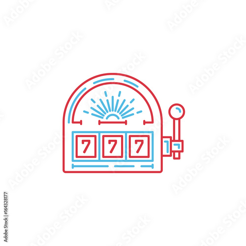 Outline icon of a casino slot machine can be used as the logo for the Internet casino. Machine for playing games of chance for money
