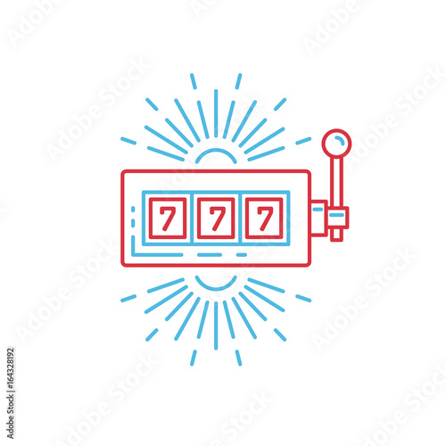 Outline icon of a casino slot machine can be used as the logo for the Internet casino. Machine for playing games of chance for money