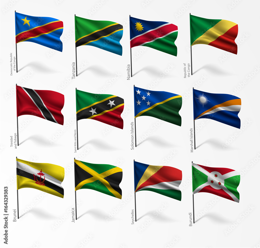 Collection of flags of world on flagpole Collection of flags of world on flagpole