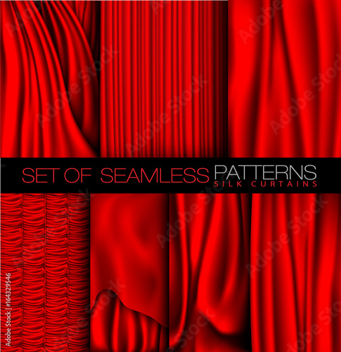 collection of red curtains with shadows and glare