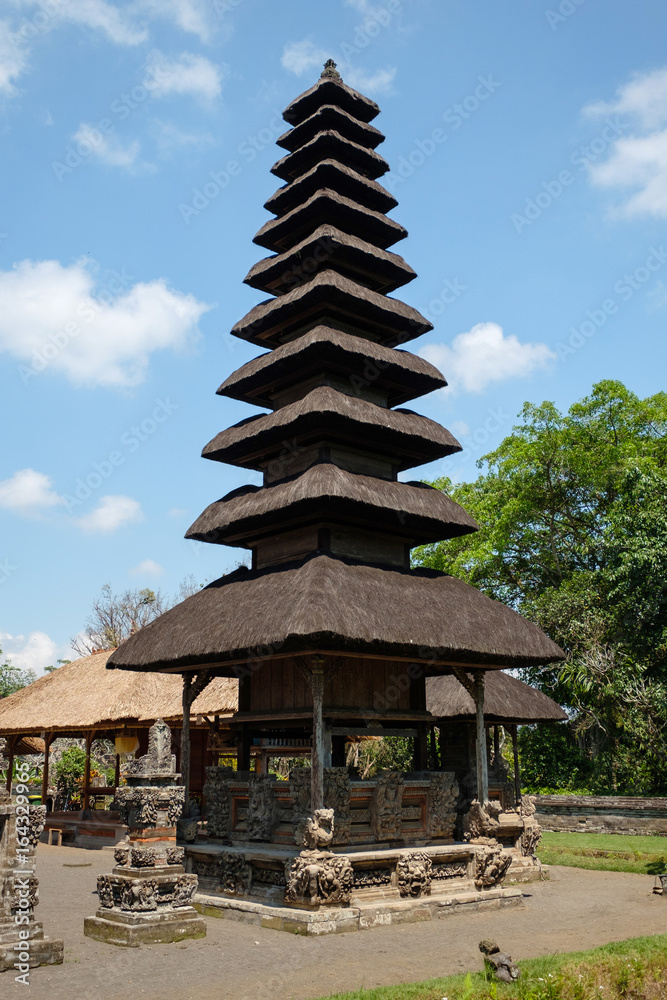 Tall pagoda at Taman Ayun temple of Bali - Indonesia