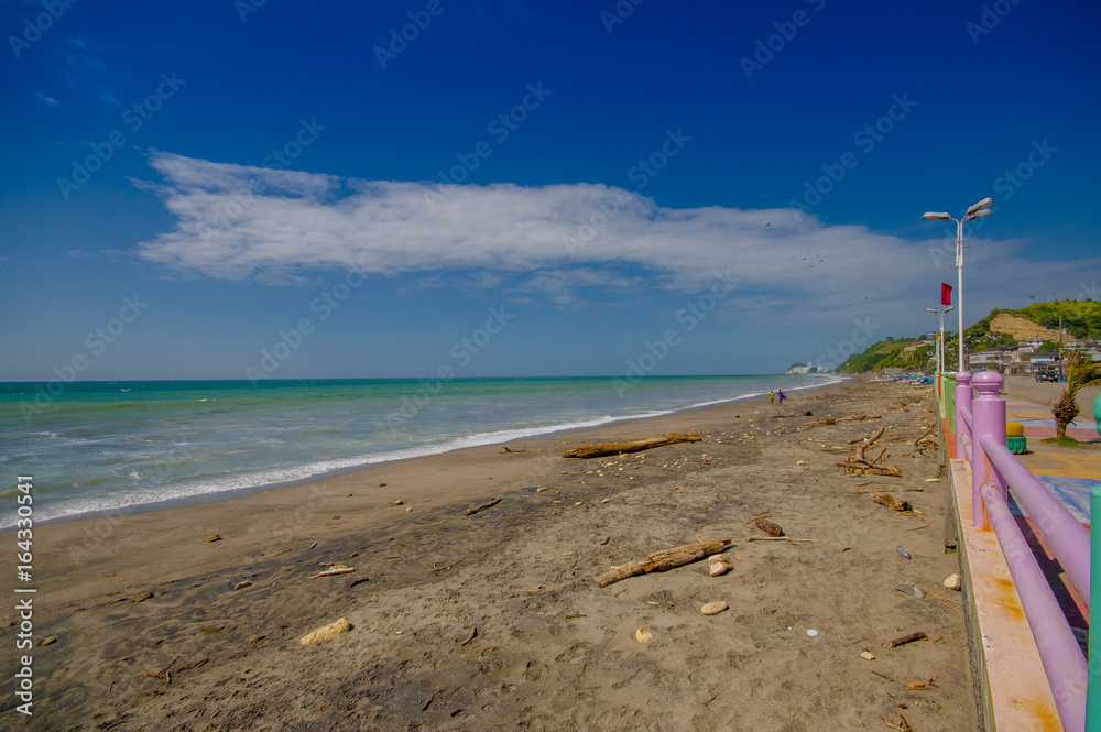 Beautiful sand beach at Same Atacames, in a sunny day in the Ecuadorian coasts