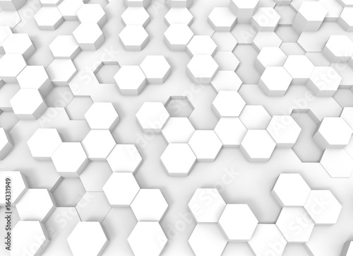 3d illustration, white hexagon floor background