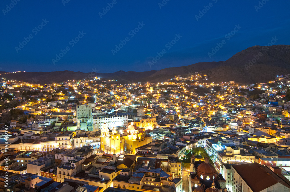 City of GUANAJUATO at night. MEXICO