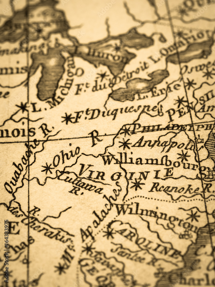 古地図　アメリカ・バージニア州