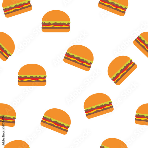 Burger seamless pattern on white background