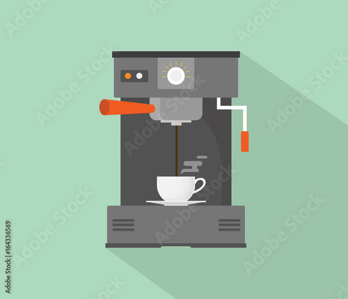Slika na platnu coffee maker machine flat with long shadow