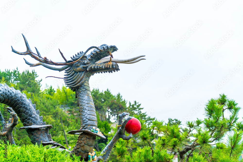Fototapeta premium Beautiful Architecture at Haedong Yonggungsa Temple sits upon a cliff
