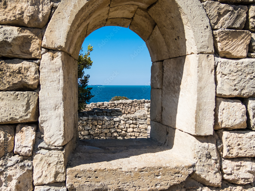View from the window of an ancient house in Chersonese, Sevastopol