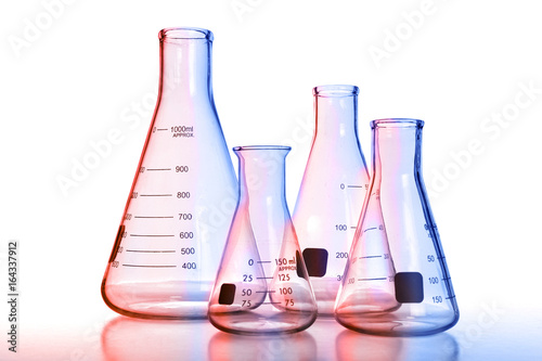 Laboratory Glassware With Colored Reflections