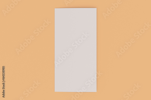 Fototapeta Naklejka Na Ścianę i Meble -  Blank white two fold brochure mockup on orange background