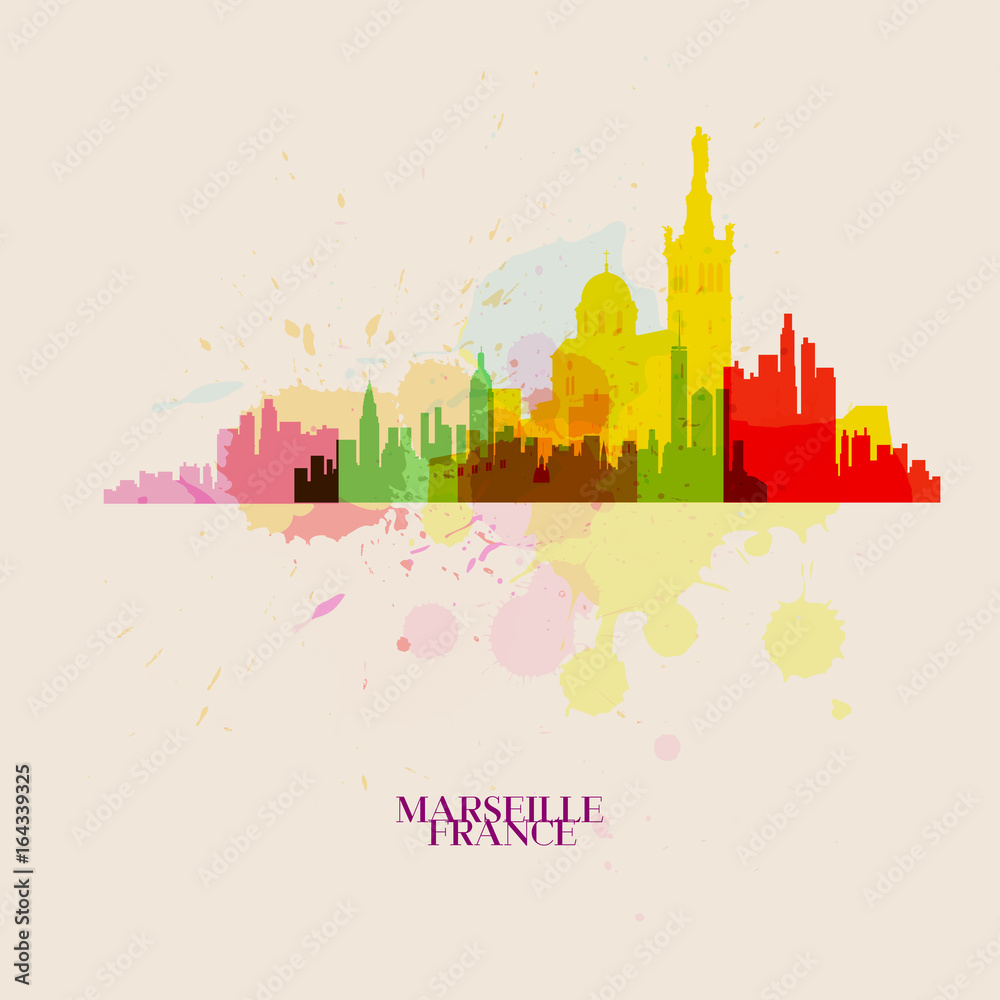 MARSEILLE Vector silhouettes of the city