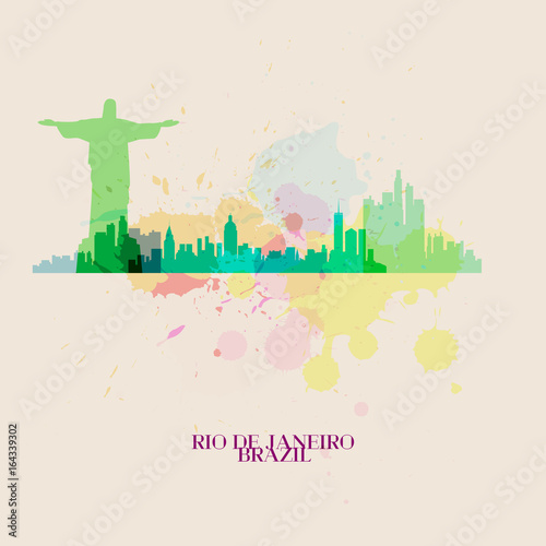 RIO DE JANEIRO Vector silhouettes of the city