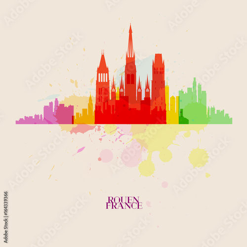 ROUEN Vector silhouettes of the city