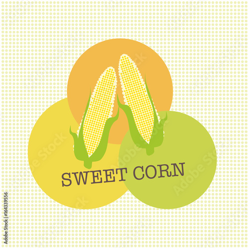 sweet corn cartoon logo on halftone background. vector illustration.