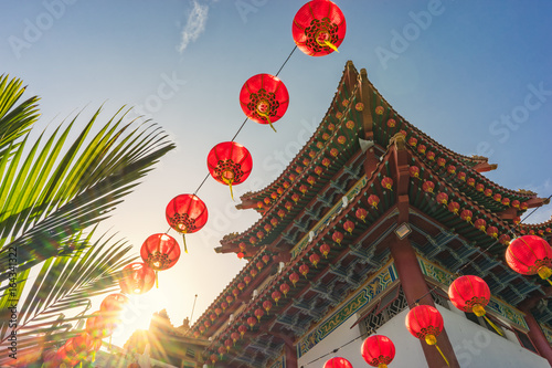 Photography Tower of one of the many at Thean Hou Temple, which is one of the oldest and largest temples in Kuala Lumpur, Malaysia