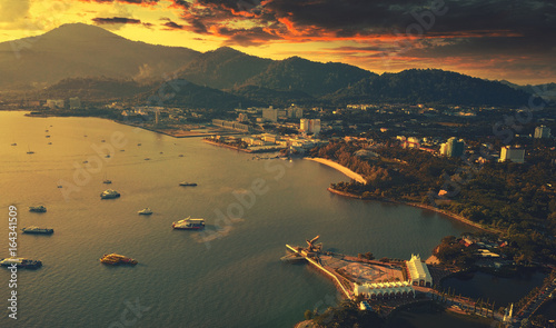 Langkawi eagle statue,Malaysia, view from the drone