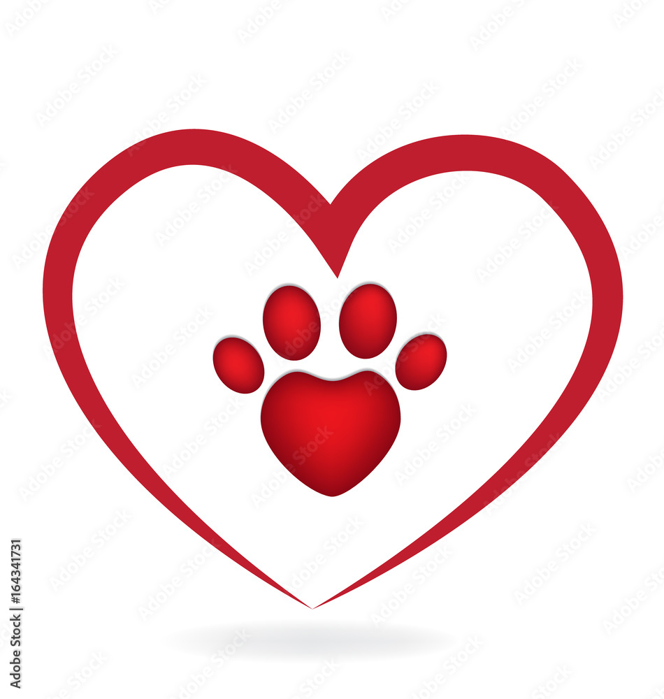 Dog Paw Heart Print SVG File, Dog Love Clipart