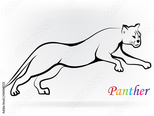 Logo panther jumping silhouette design