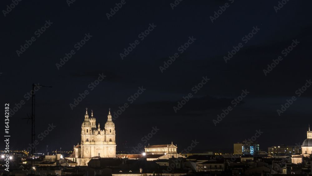Night view of the Pontifical University of Salamanca