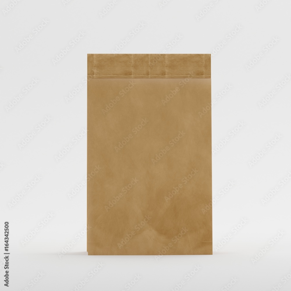Recycled Brown Paper Bag Mock-up Template On Isolated White Background, Ready For Your Design, 3d Illustration Recycled Brown Paper Bag Mock-up Template On Isolated White Background, Ready For Your Design, 3d Illustration