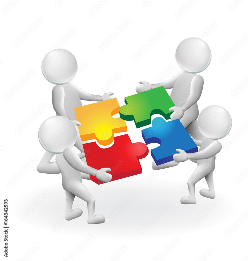 3d white people man with puzzle solution icon vector logo template 3d white people man with puzzle solution icon vector logo template